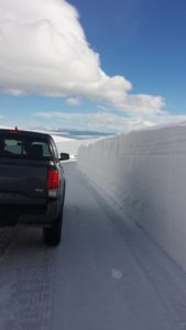 Truck leaving lower parking lot after plowed