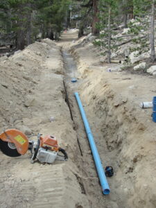 Tip Top pipeline work in progress with equipment