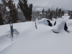 view of the Snowmobiles and snow drift