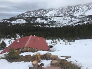 view of a roof and the mountains