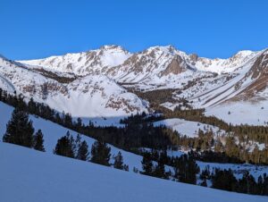 A Snow Covered Mountain With Pine Trees