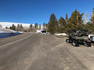 An Empty Parking Lot on the Side of a Road