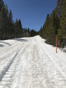 A Road Towards the East With a Snow Covered Pile