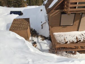 A Wooden Platform With Snow Sheet