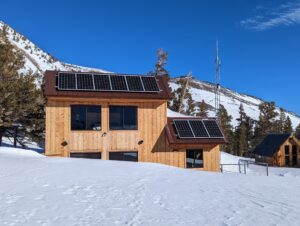 Front view of a hut in the snow area