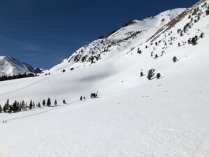 View of the snow Above Trumbull Lake