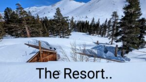 The Resort banner with snow in the background