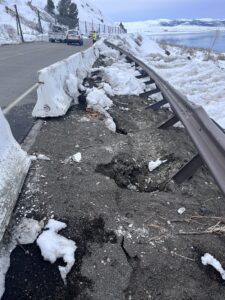 view of the broken side of a road