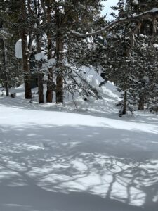 Cabin on Pine crest covered with snow