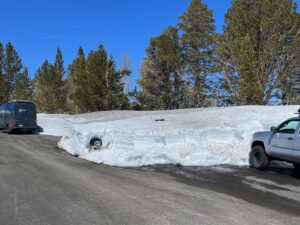 view of the Parking lot with snow around it