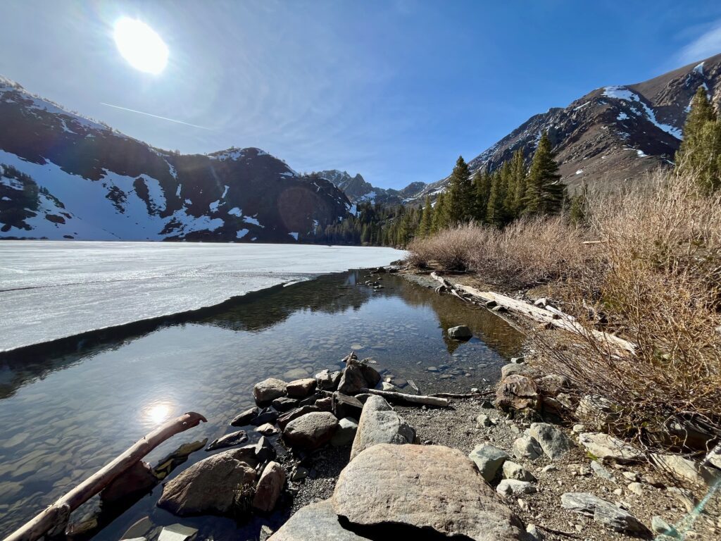 Big Virginia lake shoreline  melted out